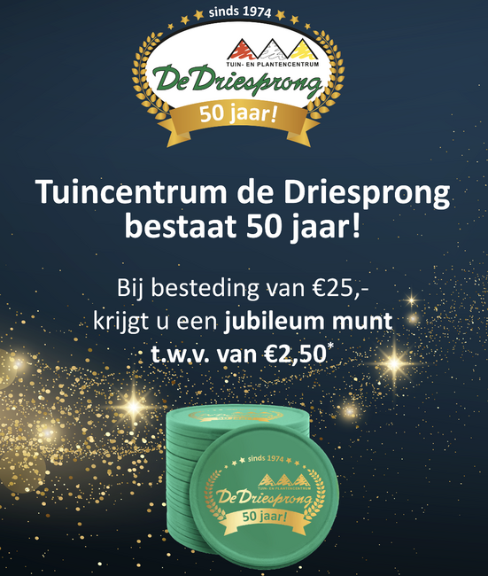 Jubileummunt t.w.v. €2,50 bij iedere aankoop van €25,-